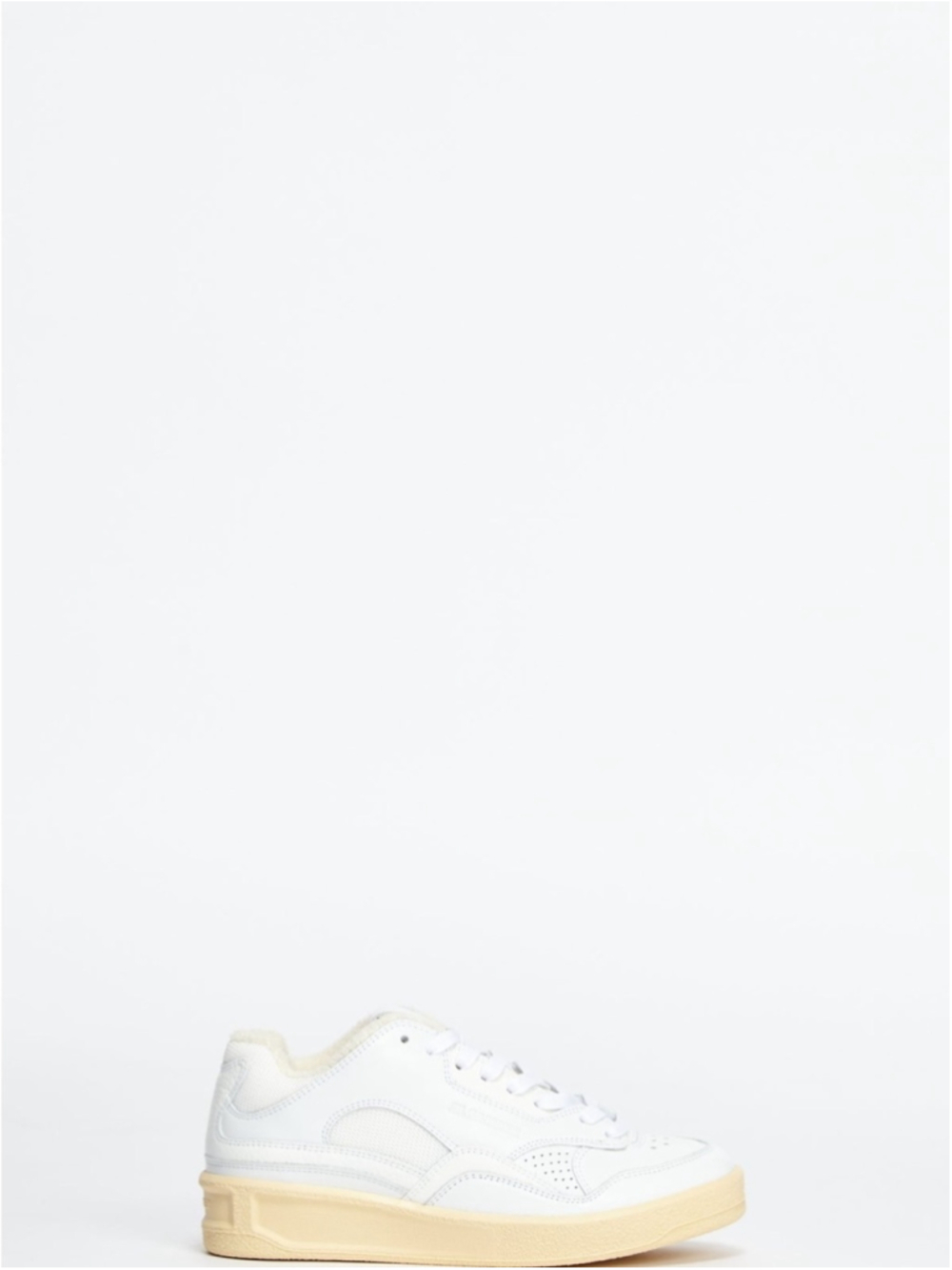 Jil Sander White Leather Basket Sneakers Size 38 Made in Portugal Chunky Sole
